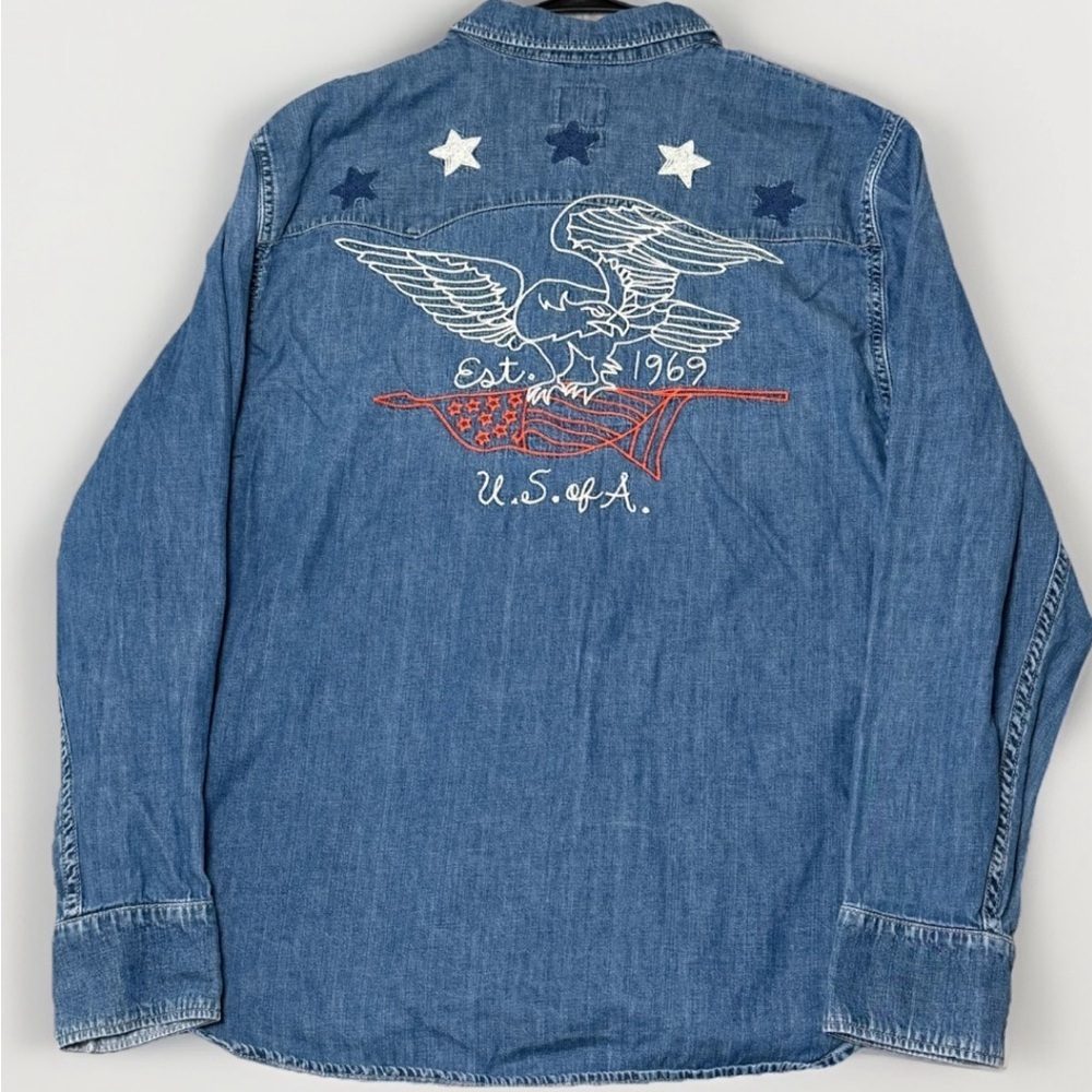 NEW MEN'S M GAP AMERICANA DENIM WESTERN SLIM FIT JEAN COWBOY SHIRT